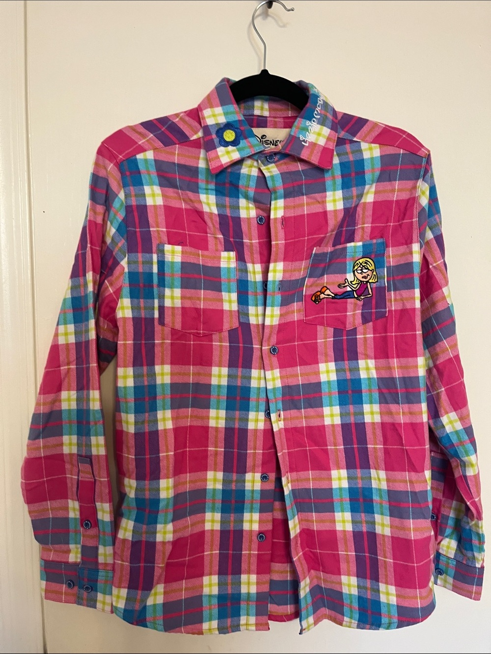 Disney Lizzie McGuire flannel multi color box lunch cake worthy Y2K small